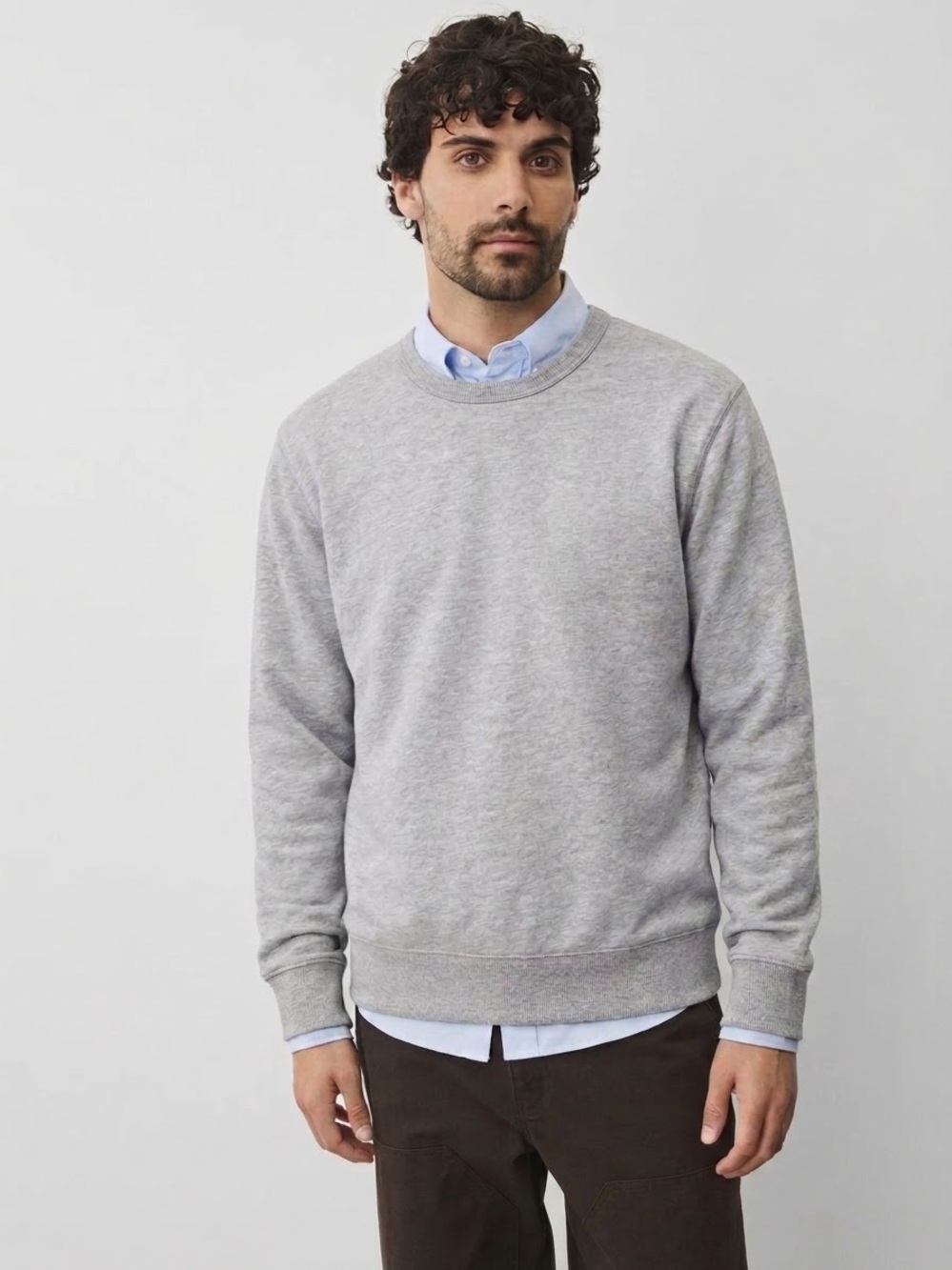 REIGNING CHAMP Men's Cotton Crew Long Sleeve Sweatshirt (Made in Canada) Grey XL